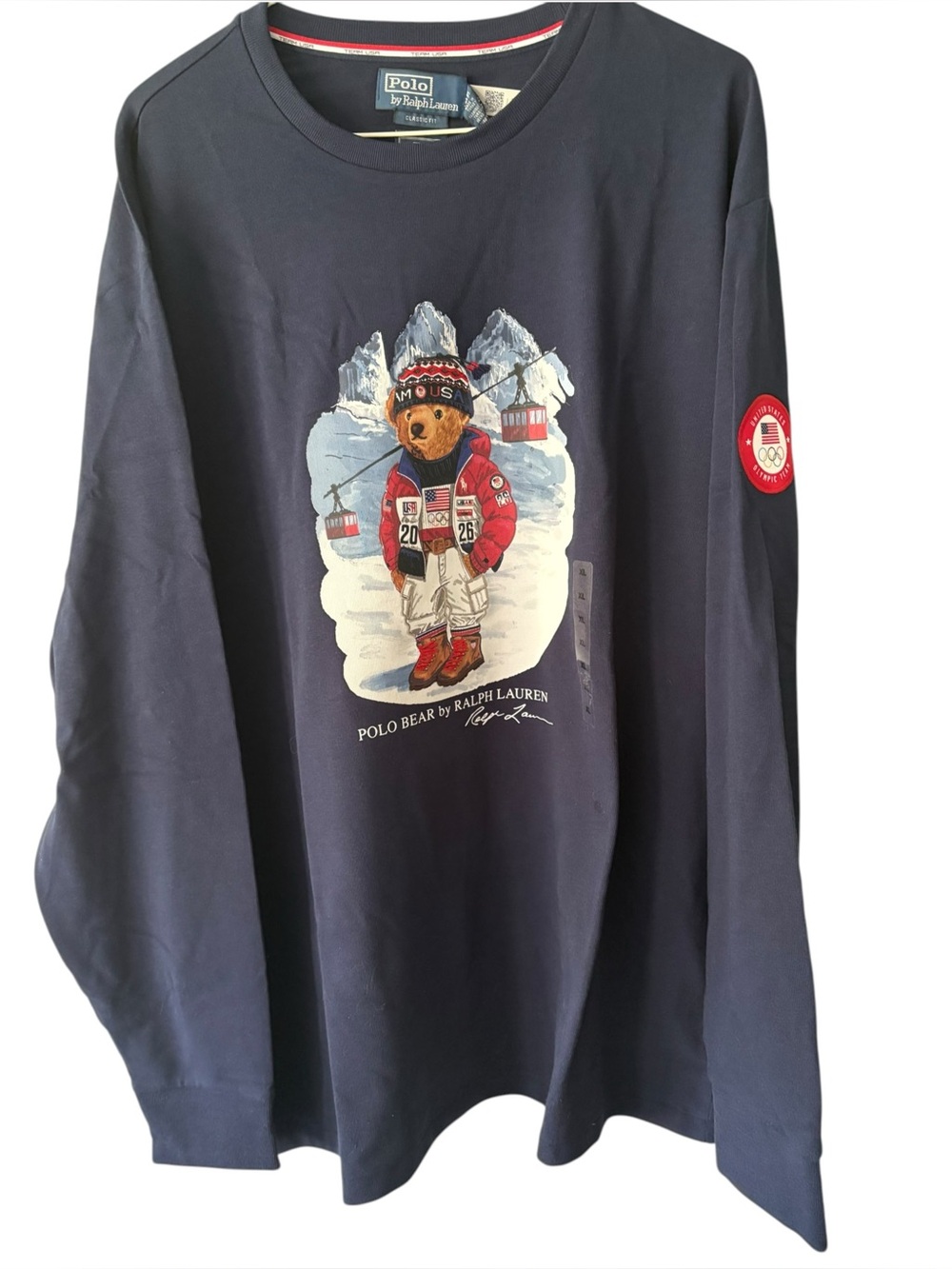 Polo Ralph Lauren Men’s 2026 Olympic Team USA L/S Navy Blue RL Bear Shirt Size X